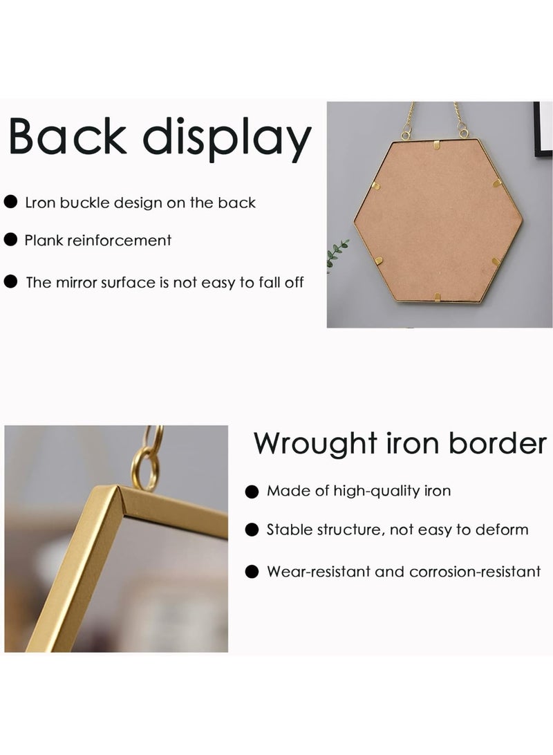 Golden hanging mirror with chain, 24.5x51.5cm, retro style wall decoration, suitable for bathroom, foyer, dining room and living room, metal rectangular vanity mirror, decorative mirror - Image 4